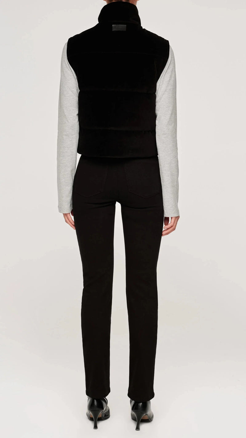 DL1961 Sleeveless Velvet Puffer Vest in Voodoo