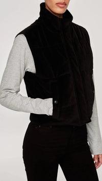 DL1961 Sleeveless Velvet Puffer Vest in Voodoo