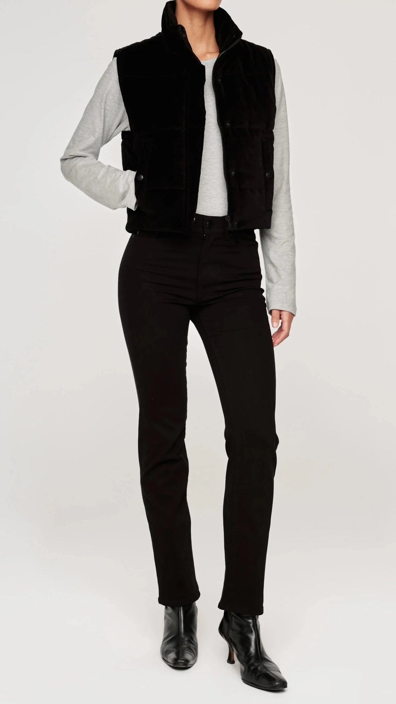 DL1961 Sleeveless Velvet Puffer Vest in Voodoo
