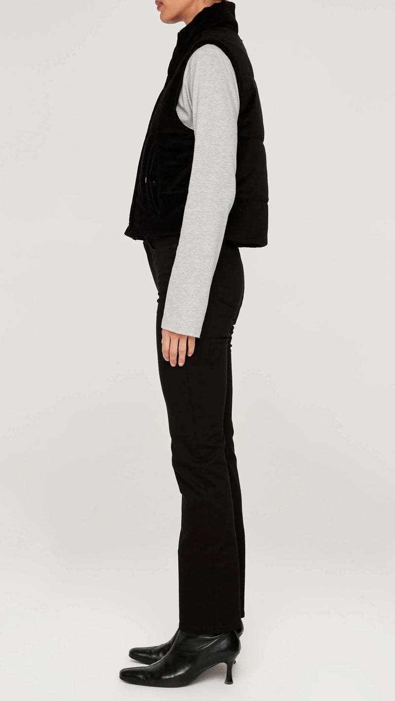 DL1961 Sleeveless Velvet Puffer Vest in Voodoo