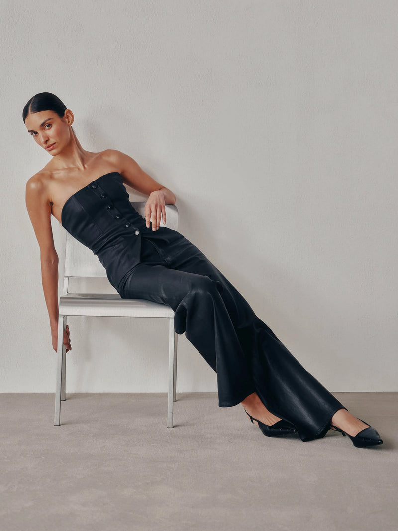 DL1961 Karmine Refined Coated Wide Leg in Black Coated