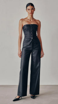 DL1961 Karmine Refined Coated Wide Leg in Black Coated