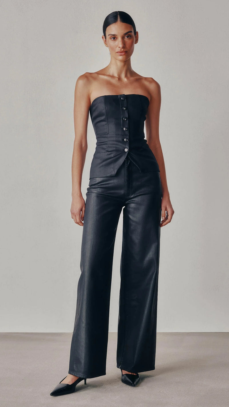 DL1961 Karmine Refined Coated Wide Leg in Black Coated