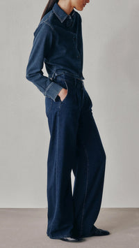 DL1961 Isabel Wide Leg Low Rise 31.5" in Rain Storm