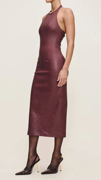 DL1961 Esme Halter Coated Midi Dress in Saffron