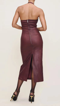 DL1961 Esme Halter Coated Midi Dress in Saffron