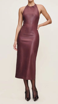 DL1961 Esme Halter Coated Midi Dress in Saffron