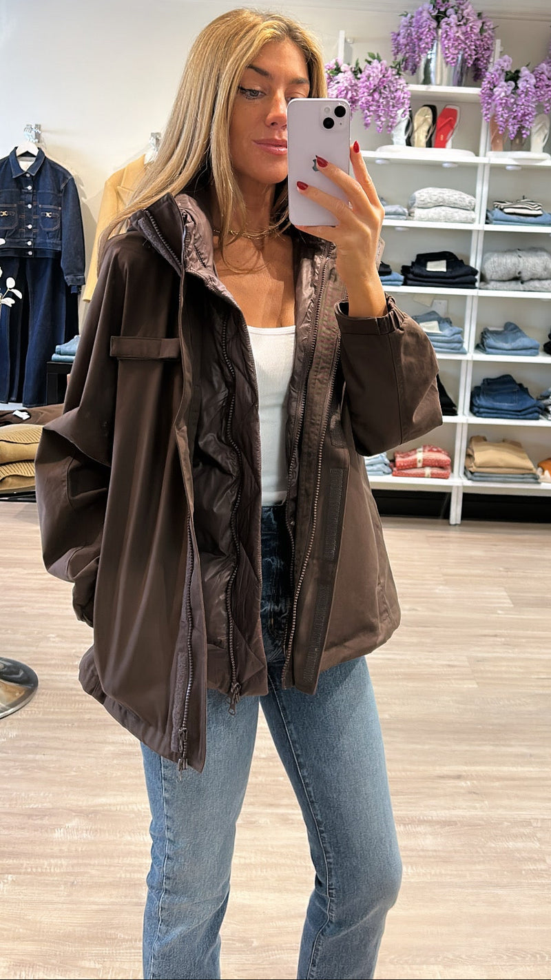 Line and Dot Forest Anorak Jacket in Choco