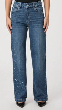 Paige Denim Sasha 32" High Rise Wide Leg Jean in Laurena Embellished