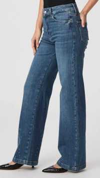 Paige Denim Sasha 32" High Rise Wide Leg Jean in Laurena Embellished