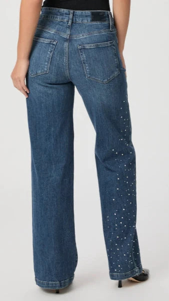 Paige Denim Sasha 32" High Rise Wide Leg Jean in Laurena Embellished