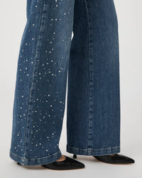 Paige Denim Sasha 32" High Rise Wide Leg Jean in Laurena Embellished