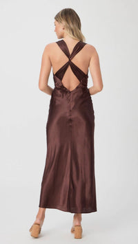 Paige Denim Marcel Midi Dress in Rum Raisin