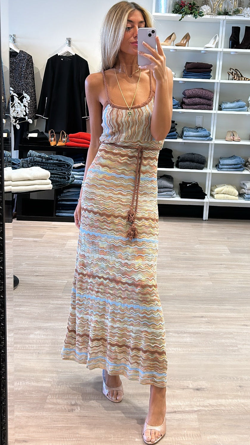 Allison New York Azari Knit Maxi Dress in Brown Zebra