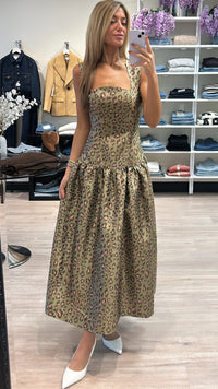 Elliatt Elara Drop Waist Midi Dress in Khaki