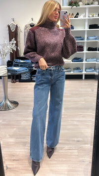 Nation LTD Pepper Patched Sweater in Heather Port