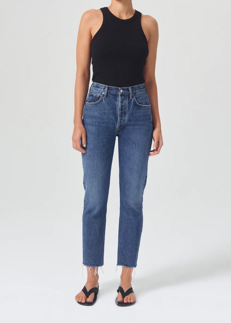 AGOLDE Denim Riley High Rise Straight Crop in Sphere