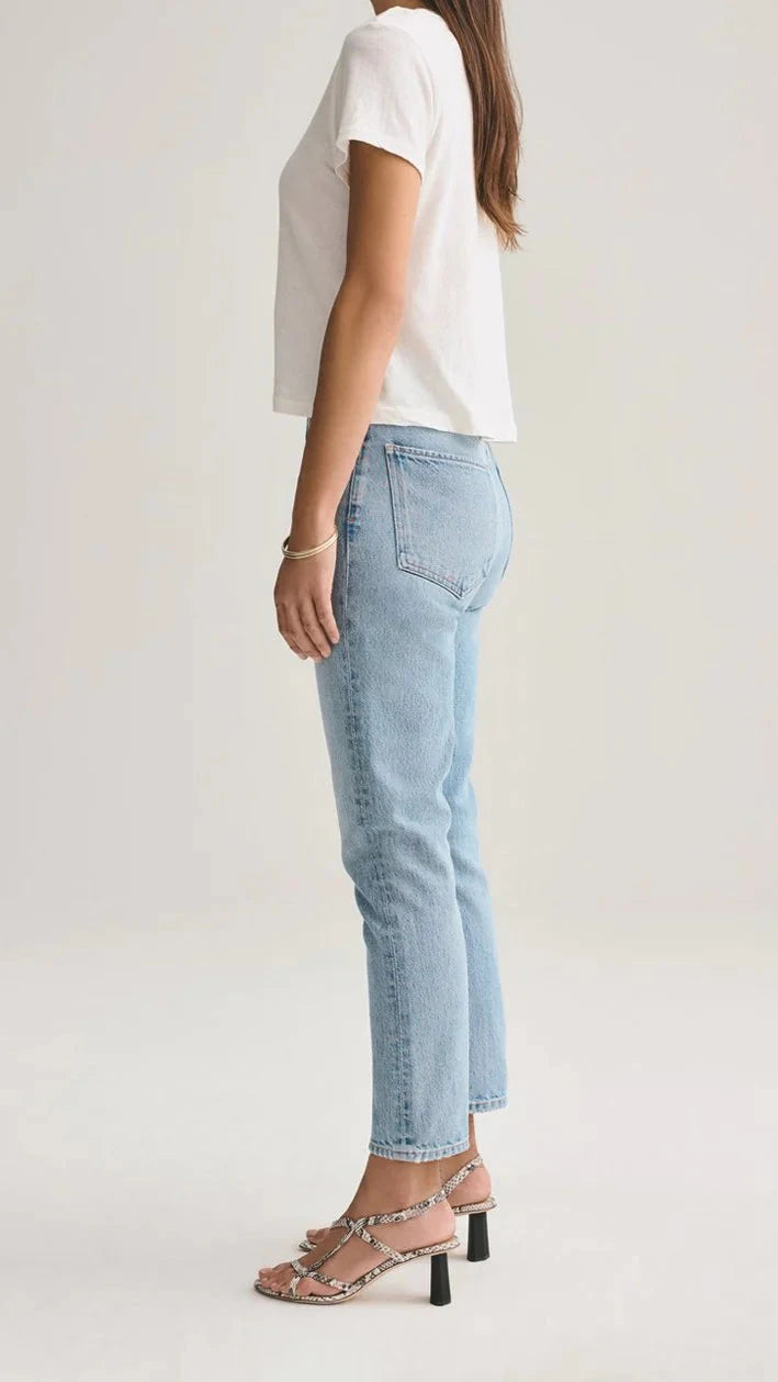 AGOLDE Denim Riley High Rise Straight Crop in Renewal