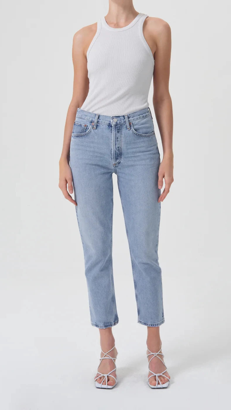 AGOLDE Denim Riley High Rise Straight Crop in Dimension