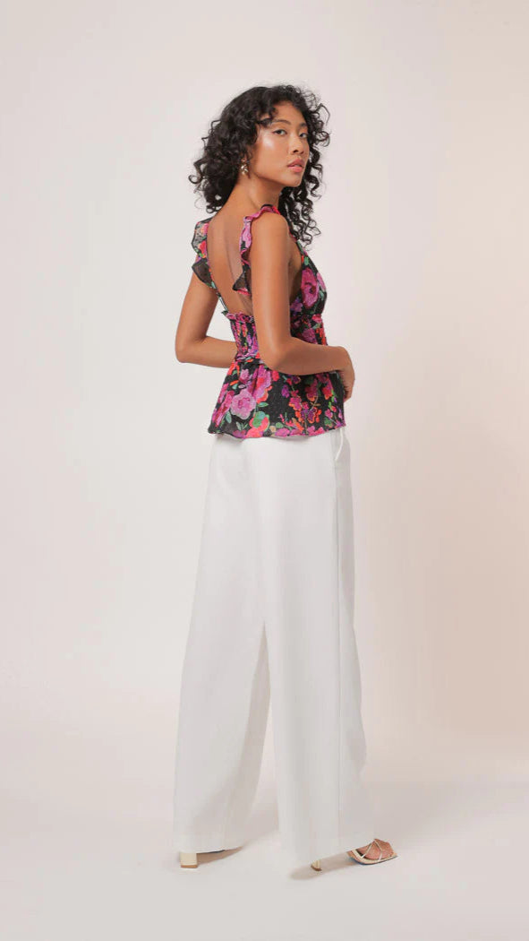 Line and Dot Mika Top in Black Floral