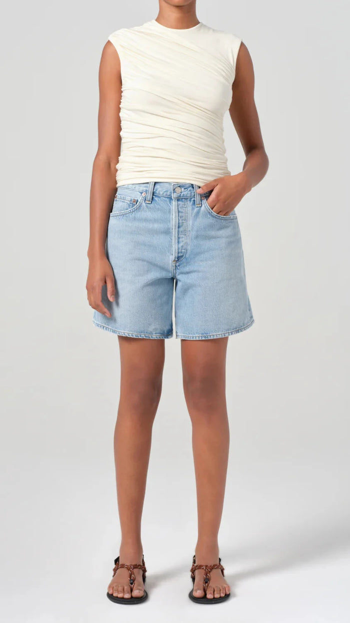AGOLDE Denim Dame High Rise Baggy Short in Coax