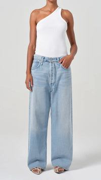 AGOLDE Denim Emmi High Rise Wide Leg Belted Jean in Incline
