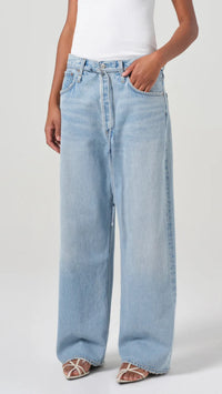 AGOLDE Denim Emmi High Rise Wide Leg Belted Jean in Incline