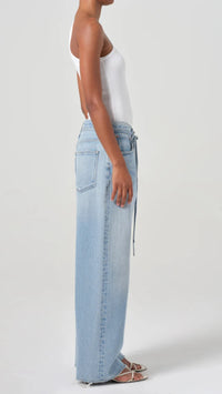 AGOLDE Denim Emmi High Rise Wide Leg Belted Jean in Incline