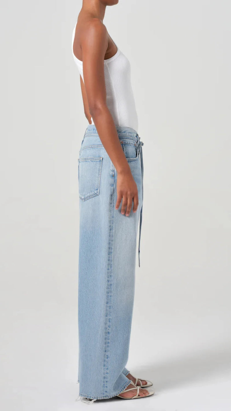AGOLDE Denim Emmi High Rise Wide Leg Belted Jean in Incline