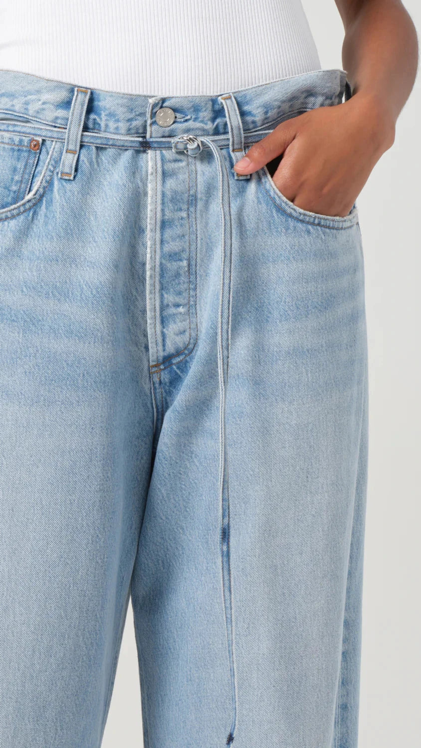 AGOLDE Denim Emmi High Rise Wide Leg Belted Jean in Incline