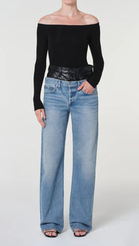 Agolde Elson Double Waisted Recycled Leather Jean in Detox/Outbreak