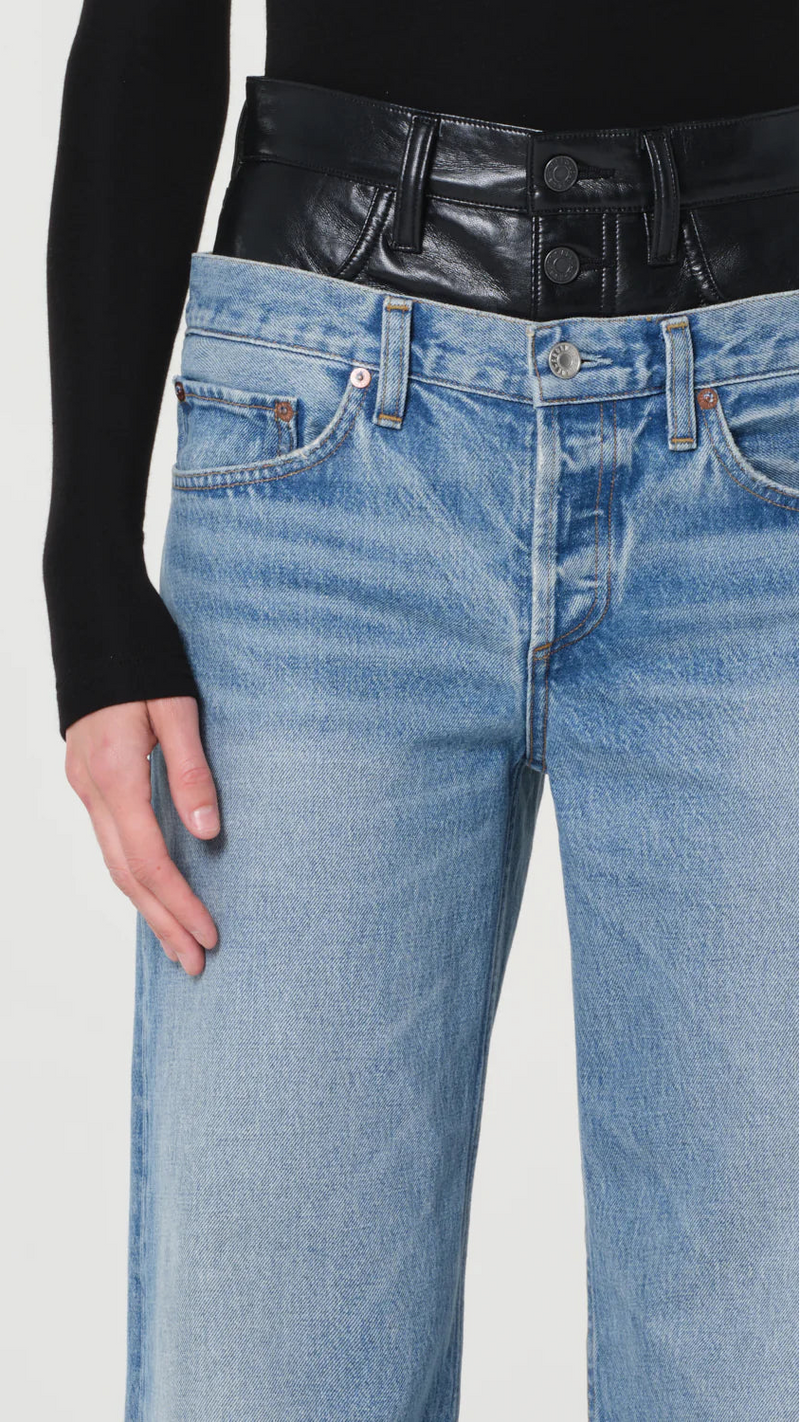 Agolde Elson Double Waisted Recycled Leather Jean in Detox/Outbreak