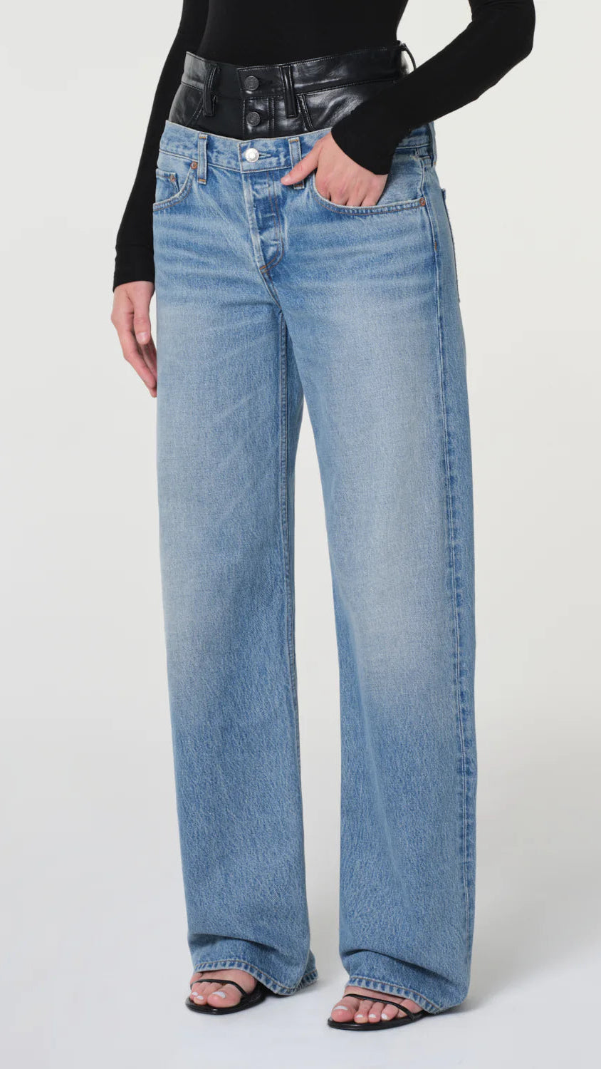Agolde Elson Double Waisted Recycled Leather Jean in Detox/Outbreak