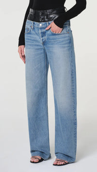 Agolde Elson Double Waisted Recycled Leather Jean in Detox/Outbreak