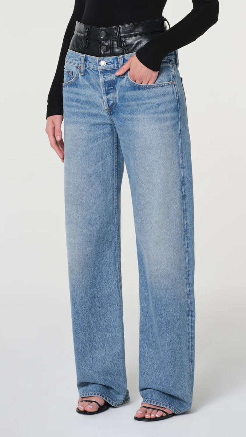 Agolde Elson Double Waisted Recycled Leather Jean in Detox/Outbreak