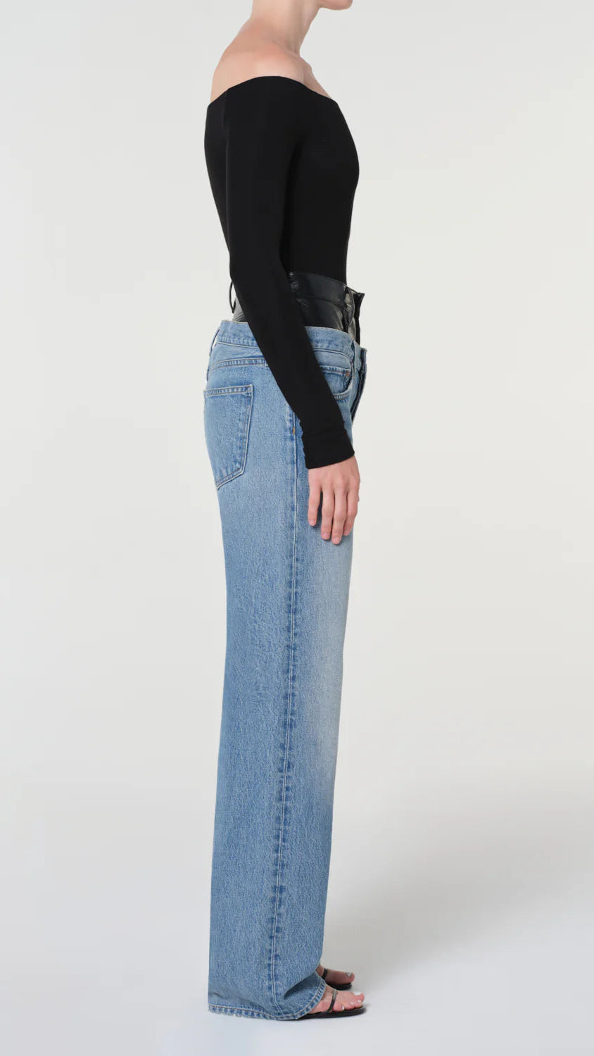Agolde Elson Double Waisted Recycled Leather Jean in Detox/Outbreak
