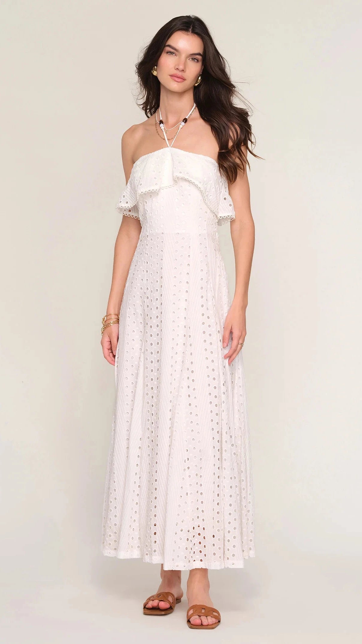 Heartloom Feli Halter Eyelet Maxi Dress in Eggshell Suite 201 Heartloom Feli Halter Eyelet Maxi Dress in Eggshell Suite 201