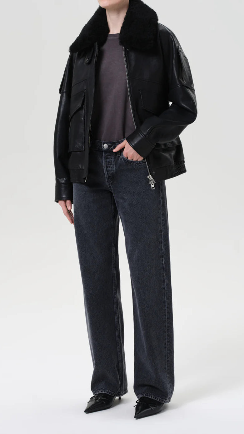 AGOLDE Avril Leather Jacket in Black
