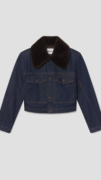 AGOLDE Walker Faux Fur Collar Denim Jacket in Rinse