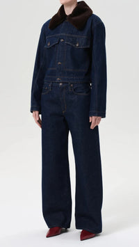 AGOLDE Walker Faux Fur Collar Denim Jacket in Rinse