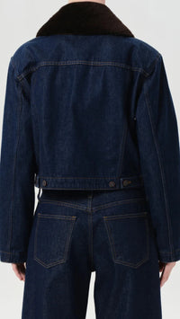 AGOLDE Walker Faux Fur Collar Denim Jacket in Rinse