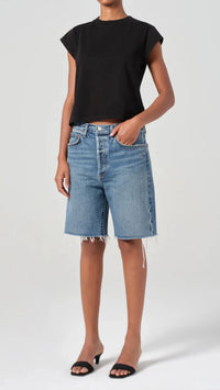 AGOLDE Denim Bryce Shoulder Pad Tee in Black