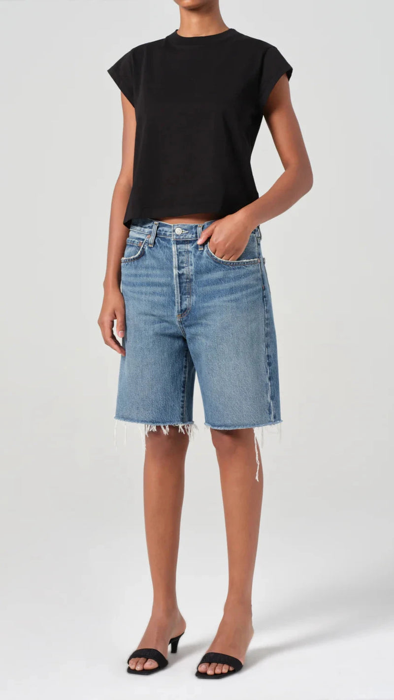 AGOLDE Denim Bryce Shoulder Pad Tee in Black