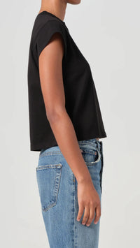 AGOLDE Denim Bryce Shoulder Pad Tee in Black