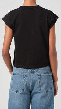 AGOLDE Denim Bryce Shoulder Pad Tee in Black