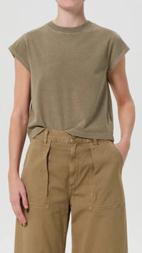 AGOLDE Bryce Cap Sleeve Tee in Cholla