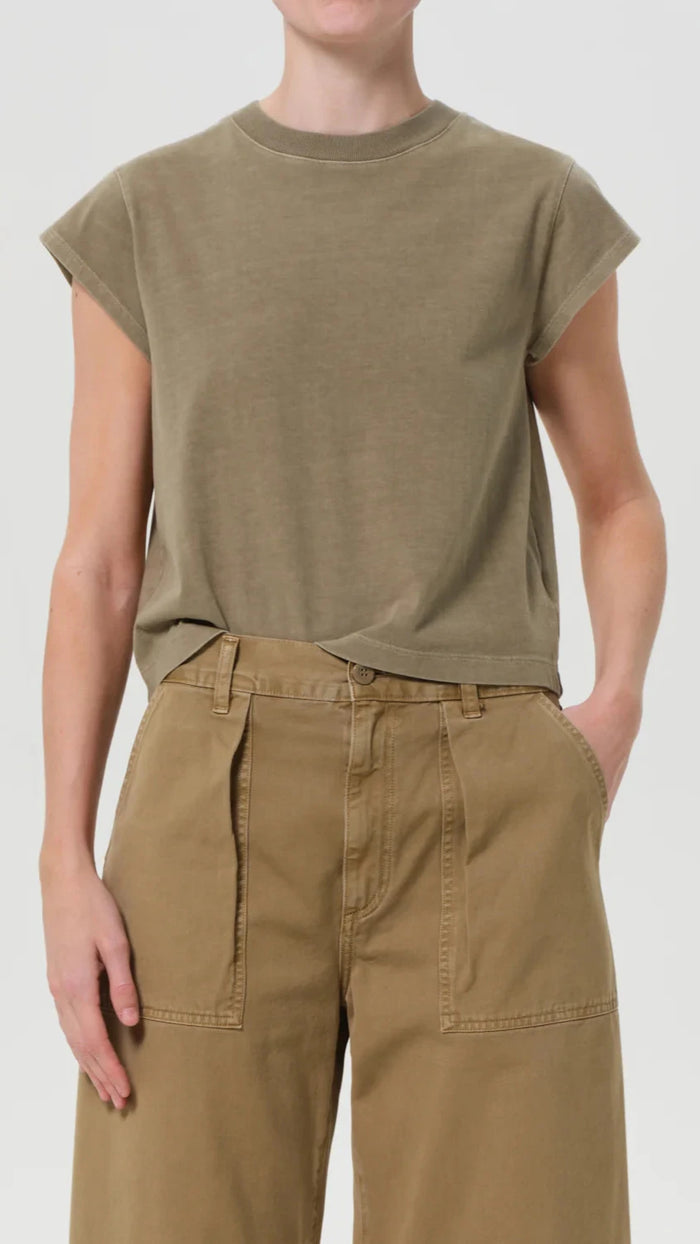 AGOLDE Bryce Cap Sleeve Tee in Cholla