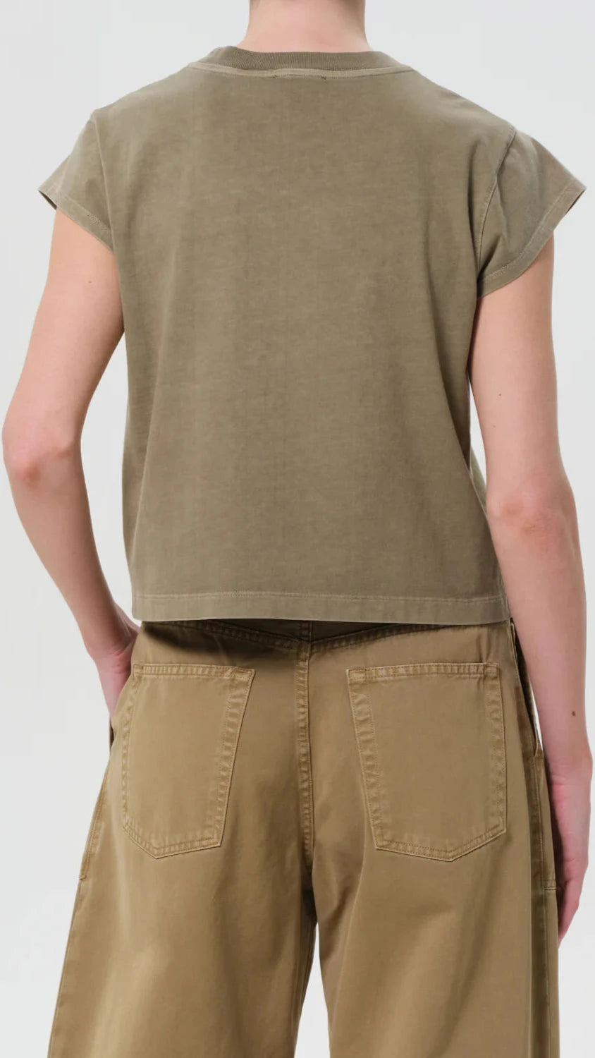 AGOLDE Bryce Cap Sleeve Tee in Cholla