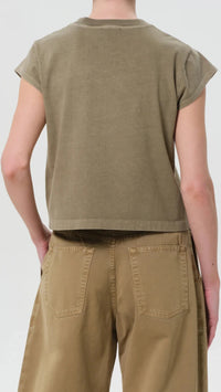 AGOLDE Bryce Cap Sleeve Tee in Cholla