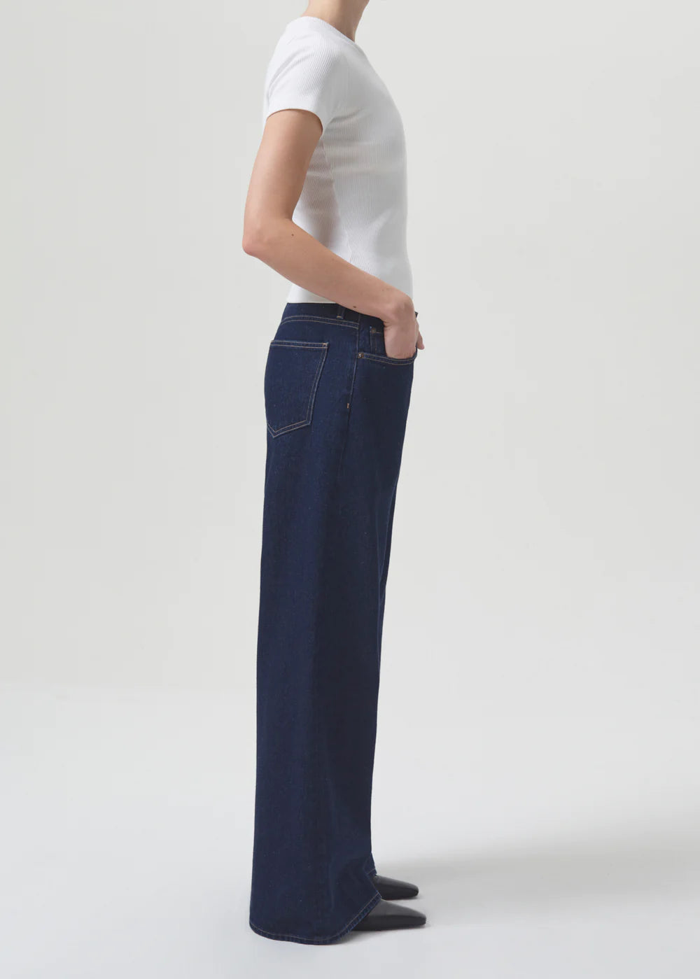 AGOLDE Denim Arlo Ribbed Tee in White
